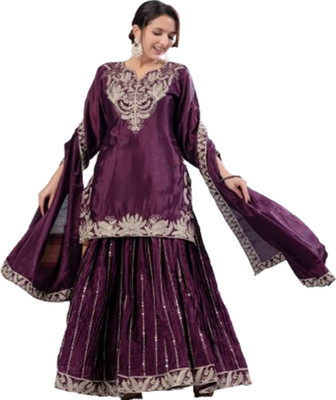 NF FAB Women Ethnic Top Palazzo Dupatta Set