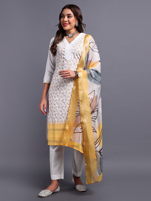 DISHWA FASHION Embroidered, Self Design Kurta, Trouser/Pant & Dupatta Set
