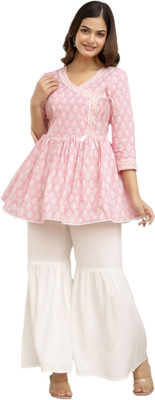 DMP FASHION Women Ethnic Top Sharara Set