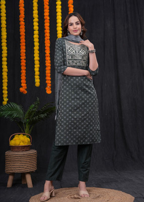 HUJUM Women Kurta Pant Dupatta Set