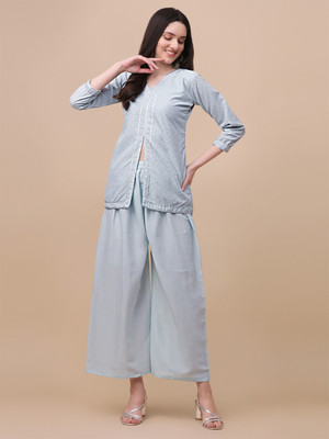 GUFRINA Women Ethnic Top Palazzo Set