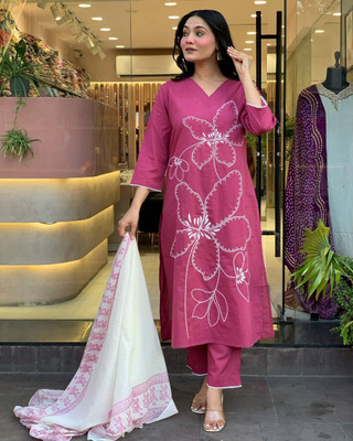 jnnat fashion Solid Kurta, Trouser/Pant & Dupatta Set