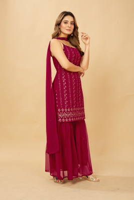 LH ENTERPRISE Women Kurta Sharara Dupatta Set