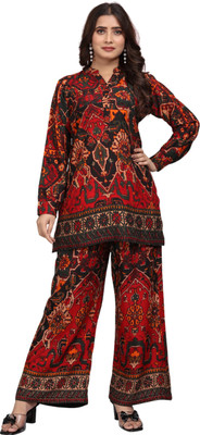 Neelvarni creation Women Ethnic Top Palazzo Set
