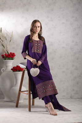 Tasrika Embroidered Kurta, Trouser/Pant & Dupatta Set