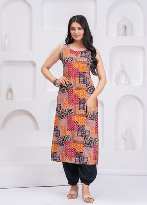CHARMANT Women Printed Straight Kurta(Multicolor)