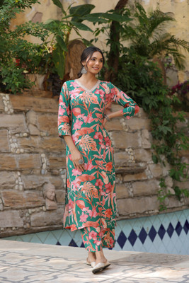 Anni Designer Floral Print Kurta, Palazzo & Dupatta Set