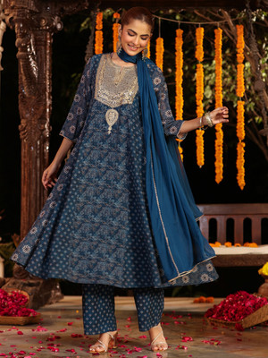Janasya Women Kurta Pant Dupatta Set