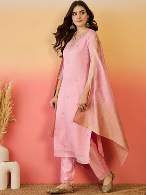 Sangria Embroidered Kurta, Trouser/Pant & Dupatta Set