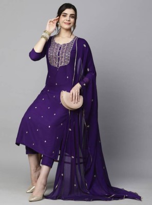 RaghviFab Embroidered Kurta, Trouser/Pant & Dupatta Set