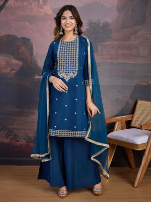 House of Pataudi Women Kurta Palazzo Dupatta Set