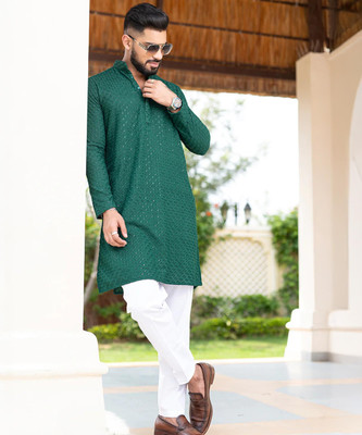 CRYSTALREVENUE Men Kurta Pyjama Set