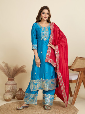 AMALAK Women Kurta Pant Dupatta Set