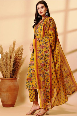 RAMESTH TEXTILE Printed, Floral Print Anarkali Kurta, Bottom & Dupatta Set