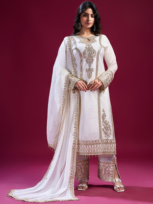 Aksharam Women Kurta Palazzo Dupatta Set