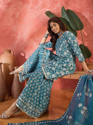 Sangria Women Kurta Sharara Dupatta Set