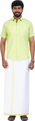 SUMAN TEX Men Shirt Dhoti Set
