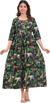 gottam Women Printed A-line Kurta(Purple)