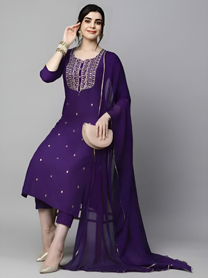 OVUSI Embellished Anarkali Kurta, Bottom & Dupatta Set
