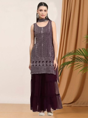 PRIYANSHI ENTERPRISE Women Ethnic Top Sharara Dupatta Set