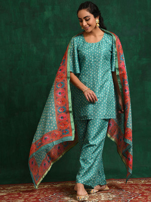 Sangria Women Kurta Palazzo Attached Dupatta Set
