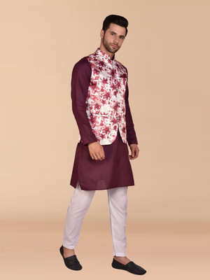 PRINTCULTR Men Kurta Pyjama Ethnic Jacket Set