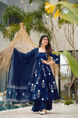 Tasrika Printed Kurta, Palazzo & Dupatta Set