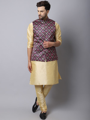 BANHUSSAIN Men Kurta Pyjama Ethnic Jacket Set