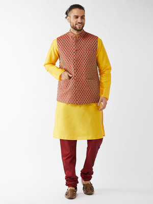 VASTRAMAY Men Kurta Pyjama Ethnic Jacket Set