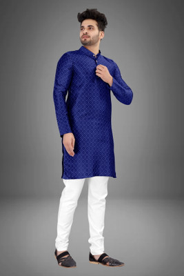 Shree Dutt Creation Men Solid Straight Kurta(Blue)