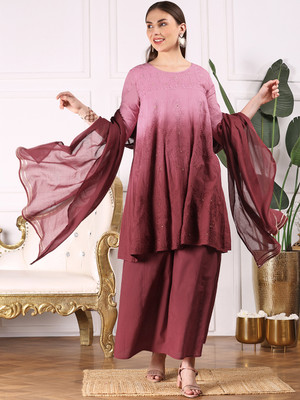 Ishin Women Kurti Palazzo Dupatta Set