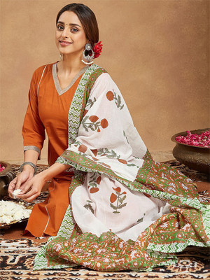 Janasya Women Kurti Pant Dupatta Set