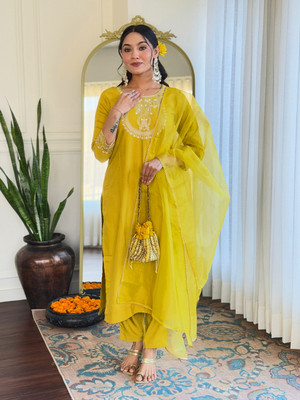 FancyFits Self Design Kurta, Salwar & Dupatta Set