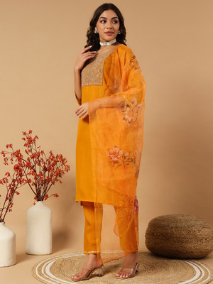 DERIFA Women Kurti Pant Attached Dupatta Set