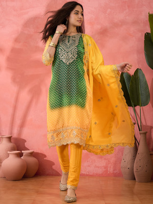 Keshvi Embroidered Kurta, Trouser/Pant & Dupatta Set