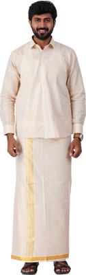 SUMAN TEX Men Shirt Dhoti Set