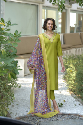 Shree Laxminarayan export Embroidered, Self Design Kurta, Trouser/Pant & Dupatta Set