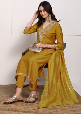 Hiva Trendz Embroidered Kurta, Trouser/Pant & Dupatta Set
