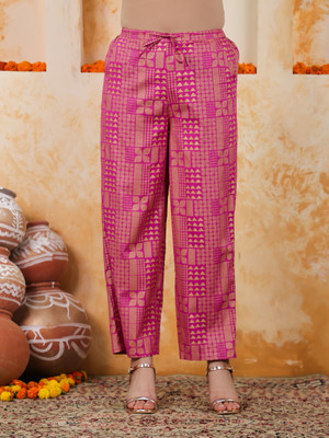 Aramya Comfort Fit Women Pink Trousers