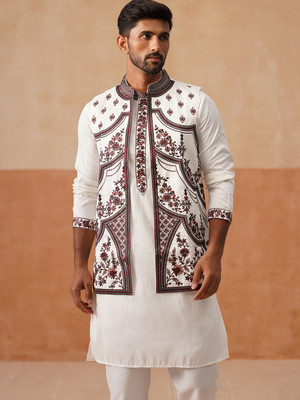 Jompers Men Kurta Pyjama Ethnic Jacket Set