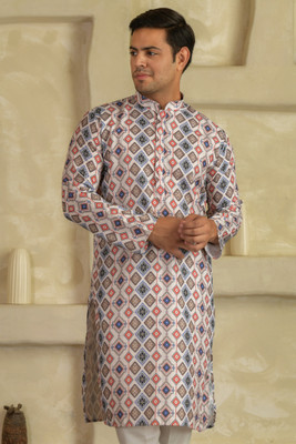 BEXARIO Men Printed Straight Kurta(Multicolor)