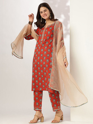 Janasya Women Kurta Pant Dupatta Set