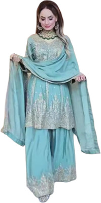 DEVAANSHFAB Women Ethnic Top Palazzo Dupatta Set