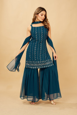 ML ENTERPRISE Women Kurta Sharara Dupatta Set