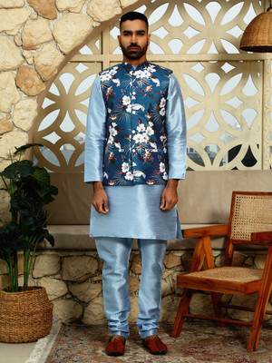 kraft india Men Kurta Pyjama Ethnic Jacket Set
