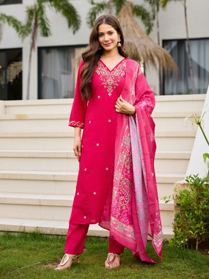 DHWANIX LOOK Women Kurti Pant Dupatta Set