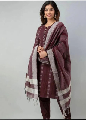 HOC's Self Design, Printed Kurta, Trouser/Pant & Dupatta Set