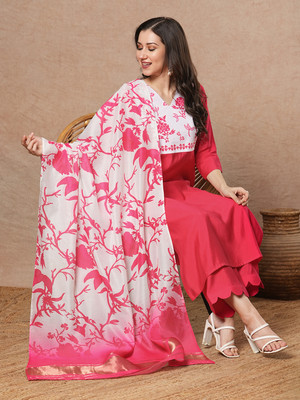 Tasrika Solid Kurta, Trouser/Pant & Dupatta Set
