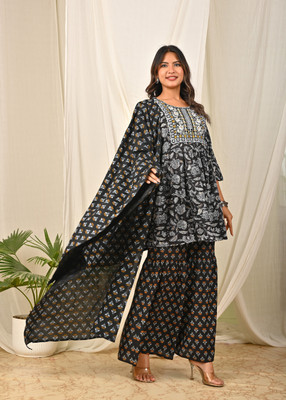 AnviTextile Women Kurta Sharara Dupatta Set