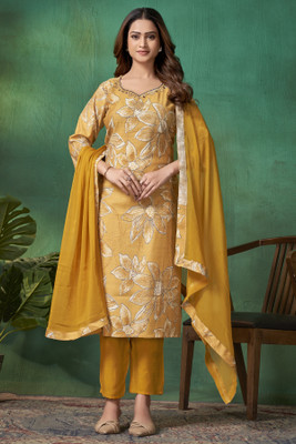 Tasrika Printed, Embroidered Kurta, Trouser/Pant & Dupatta Set
